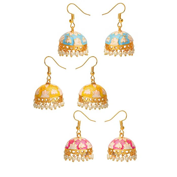 Kairangi Necklaces Kairangi Earrings for Women and Girls Traditional Multicolor Jhumka German Silver Earring Set Dome Shape Jhumki Combo Birthday Gift For Girls and Women Anniversary Gift for Wife