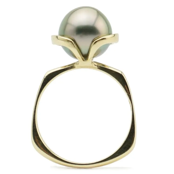 Kamoka Pearl Rings Rosy Peacock Glow Tahitian Pearl Petal Ring
