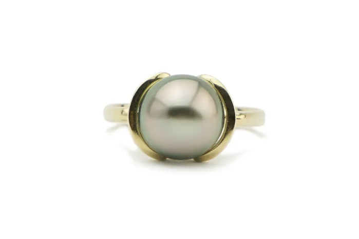 Kamoka Pearl Rings Rosy Peacock Glow Tahitian Pearl Petal Ring