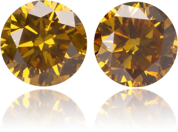 Langerman Diamonds Earrings Natural Orange Diamond Round 086 ct set