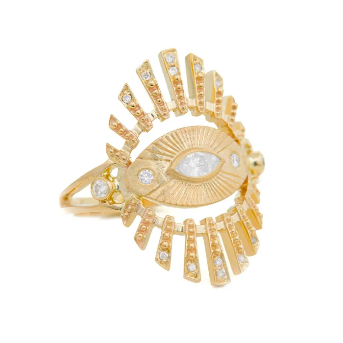 Large Sun Eye Marquise Diamond Diamond Beams Ring Celine Daoust Rings