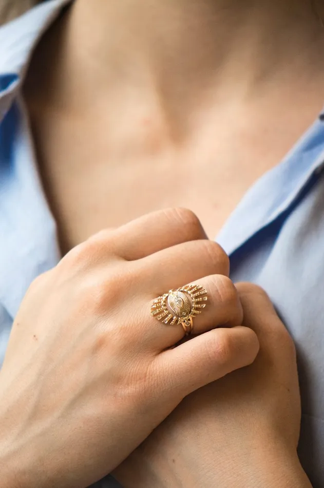 Large Sun Eye Marquise Diamond Diamond Beams Ring Celine Daoust Rings