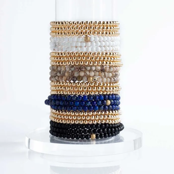 Lenny Eva Triple Wrap GoldperlenArmband 4mm Lenny Eva Earrings