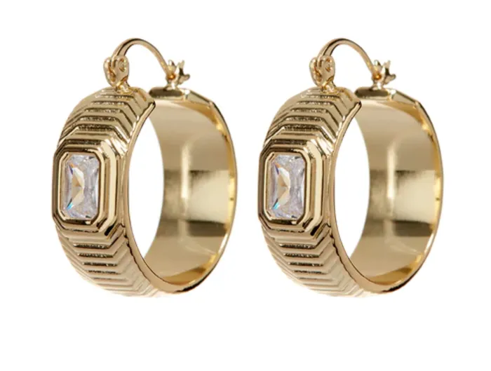 LUV AJ Earrings Ridged Pyramid Hoops