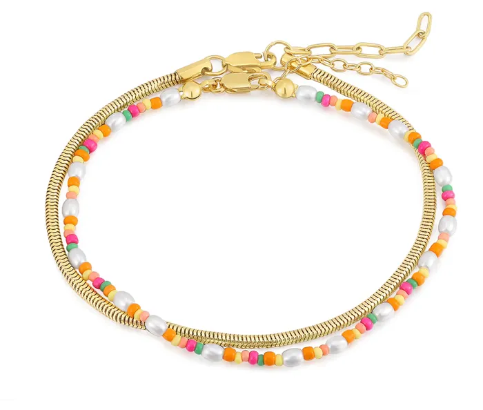 LUV AJ Lahaina Pearl Anklet Set in Gold Earrings