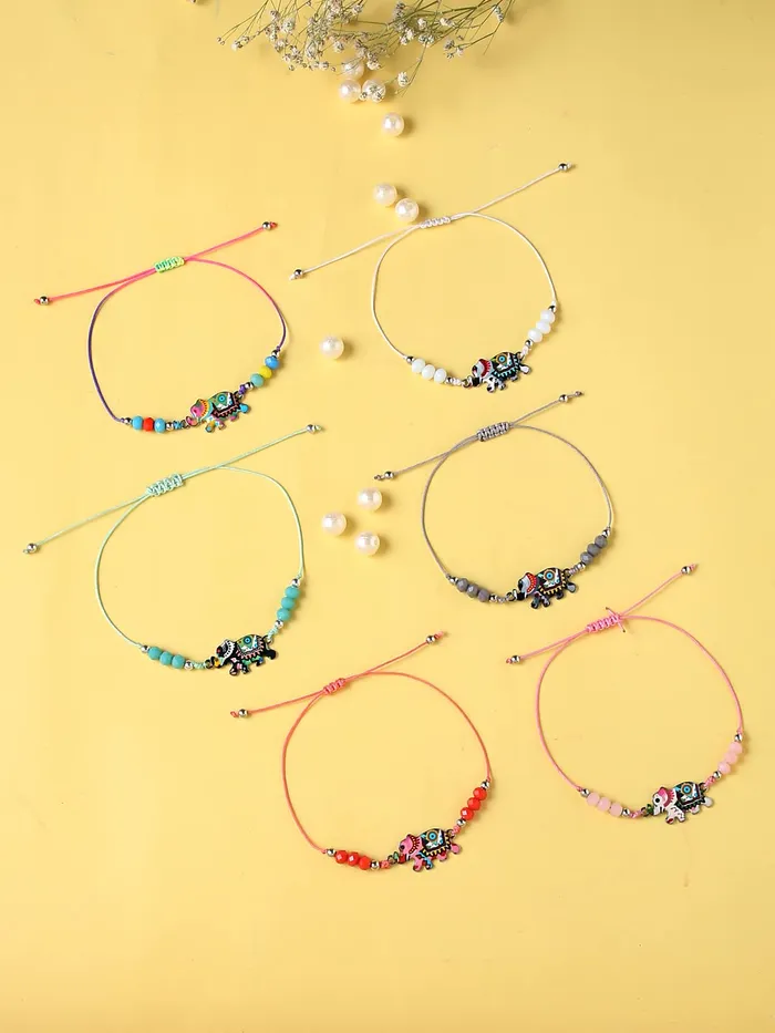 Melbees by Yellow Chimes Bracelet for Girls Kids Jewellery for Girls Friendship Bracelet for Girls 6 Pcs Return Gift for Birthday Cute Bracelets for girls Birthday Gift for Girls Kids Yellow Chimes Earrings