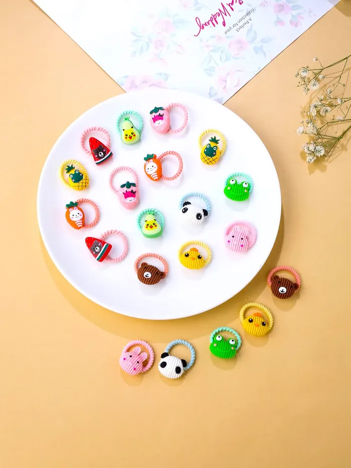 Melbees by Yellow Chimes Rubber Bands for Girls Kids Hair Accessories for Girls Hair Tie 20 Pcs Cute Characters Rubberbands for Kids Ponytail Holder For Baby Girls Toddlers Melbees by Yellow Chimes Earrings