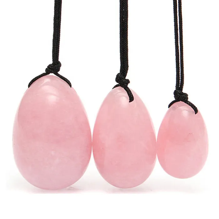 Metamorphidi Earrings Rose Quartz Crystal Yoni Egg Set