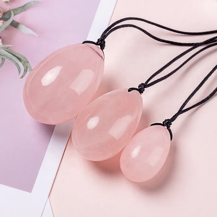 Metamorphidi Earrings Rose Quartz Crystal Yoni Egg Set