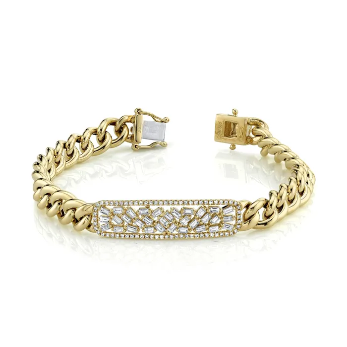 Millo Jewelry 14K Yellow Gold Diamond Baguette Bar Chain Bracelet Bracelets Millo Jewelry 14K Yellow Gold Diamond Baguette Bar Chain Bracelet Bracelets
