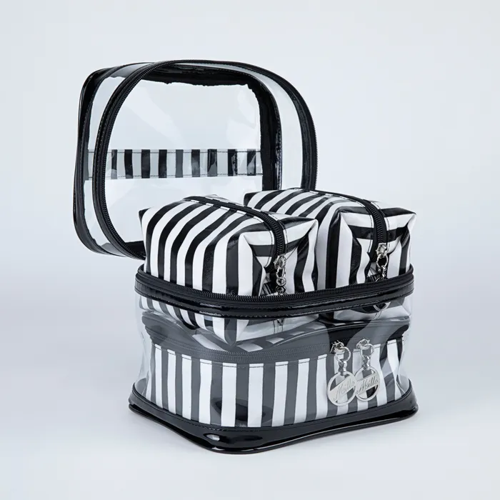 Millos Jet Set Go Collection Four Piece Jet Set Toiletry and Cosmetic Bag Set Earrings