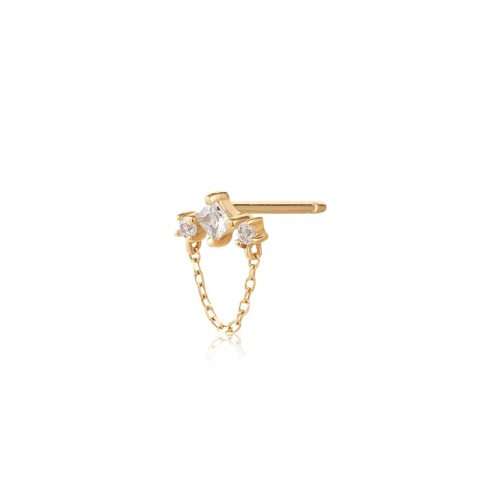 MIST White Sapphire Drop Chain Stud Earring AURELIE GI Earrings
