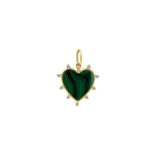 Monarch Market Charm Necklaces Malachite Diamond Spike Heart Charm