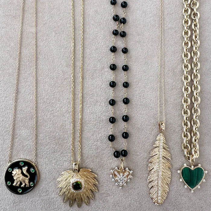 Monarch Market Charm Necklaces Malachite Diamond Spike Heart Charm Monarch Market Charm Necklaces Malachite Diamond Spike Heart Charm