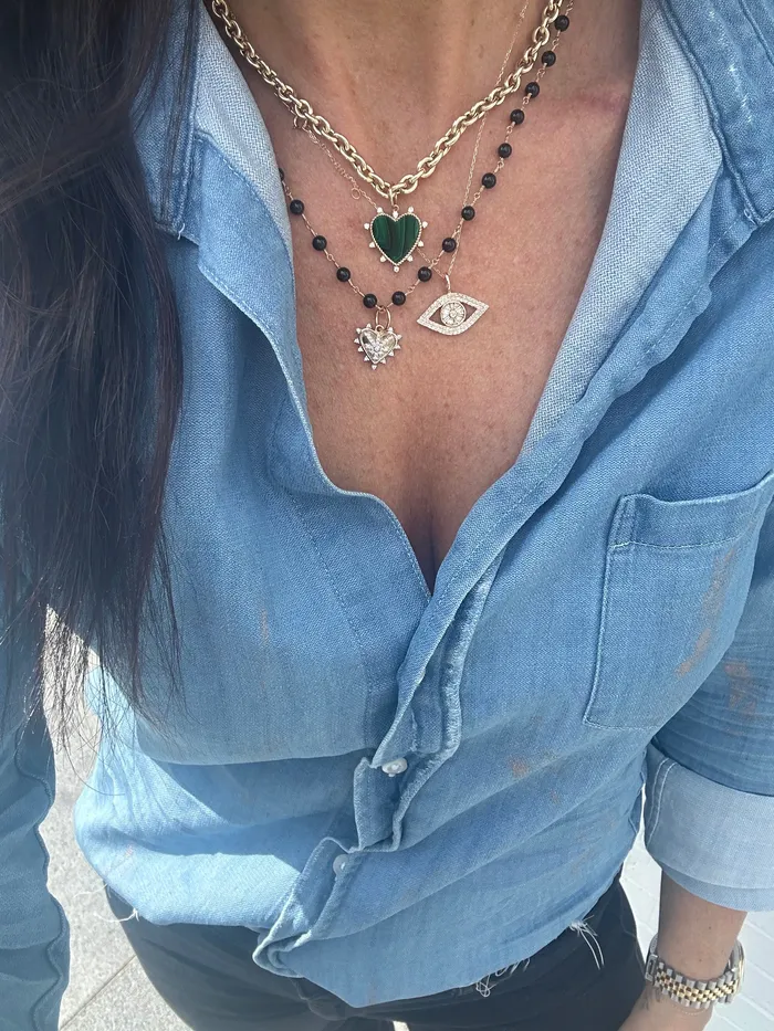 Monarch Market Charm Necklaces Malachite Diamond Spike Heart Charm Monarch Market Charm Necklaces Malachite Diamond Spike Heart Charm