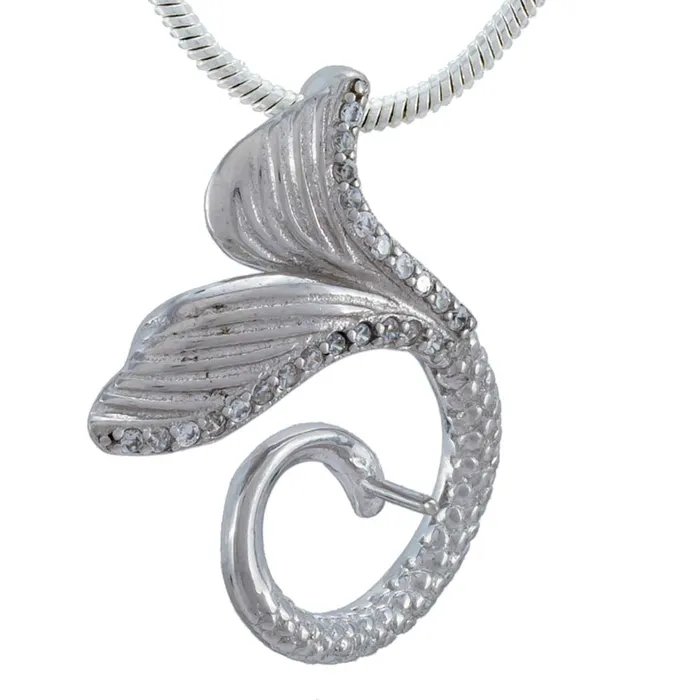 MPST023 Necklaces DIY Mount Pendant 925 Sterling Silver Mermaid Tail With Rhinestones MPST023 Necklaces DIY Mount Pendant 925 Sterling Silver Mermaid Tail With Rhinestones