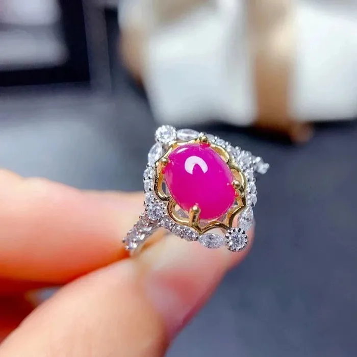 Natural Red Egg Ruby Gem Ring Metamorphidi Rings