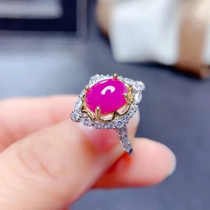 Natural Red Egg Ruby Gem Ring Metamorphidi Rings