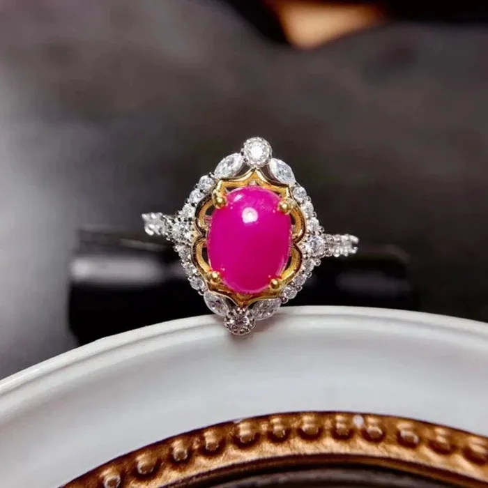 Natural Red Egg Ruby Gem Ring Metamorphidi Rings