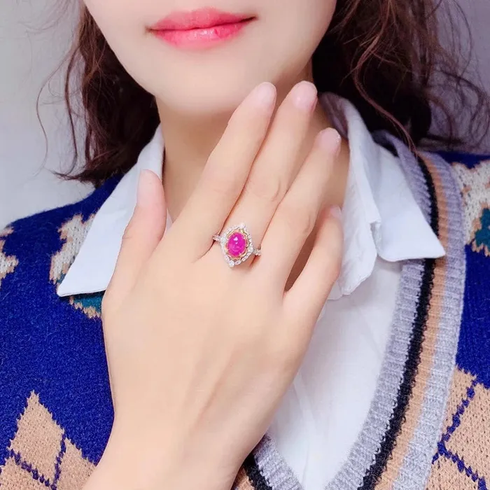 Natural Red Egg Ruby Gem Ring Metamorphidi Rings
