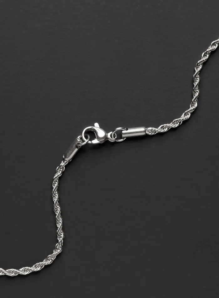Necklace Set Silver Rope Chain and St Christopher Necklace WE ARE ALL SMITH Mens Jewelry Clothing Necklaces