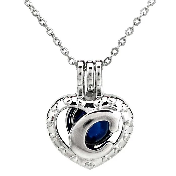 Necklaces CPSP159C Cage Pendant Silver Plated Letter C