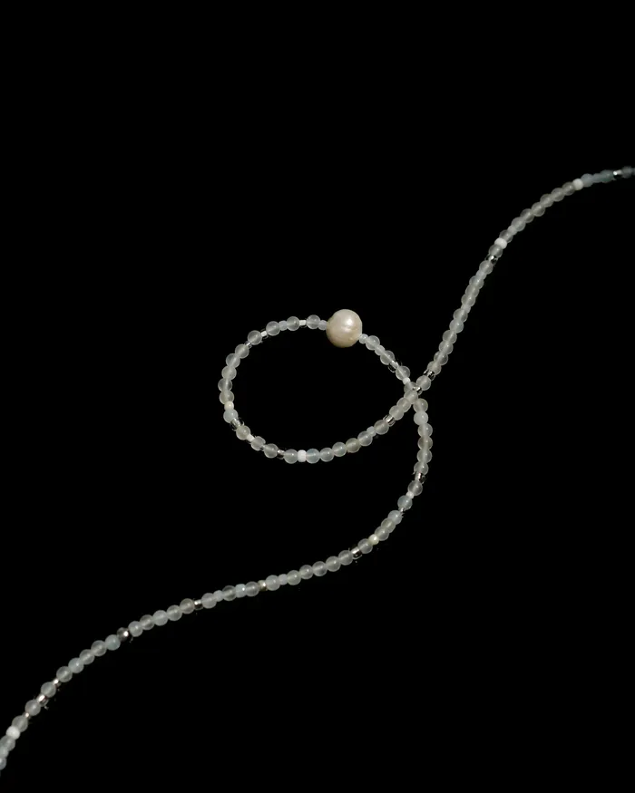 Necklaces CUN Masa White Agate Pearl Japanese Beaded Necklace