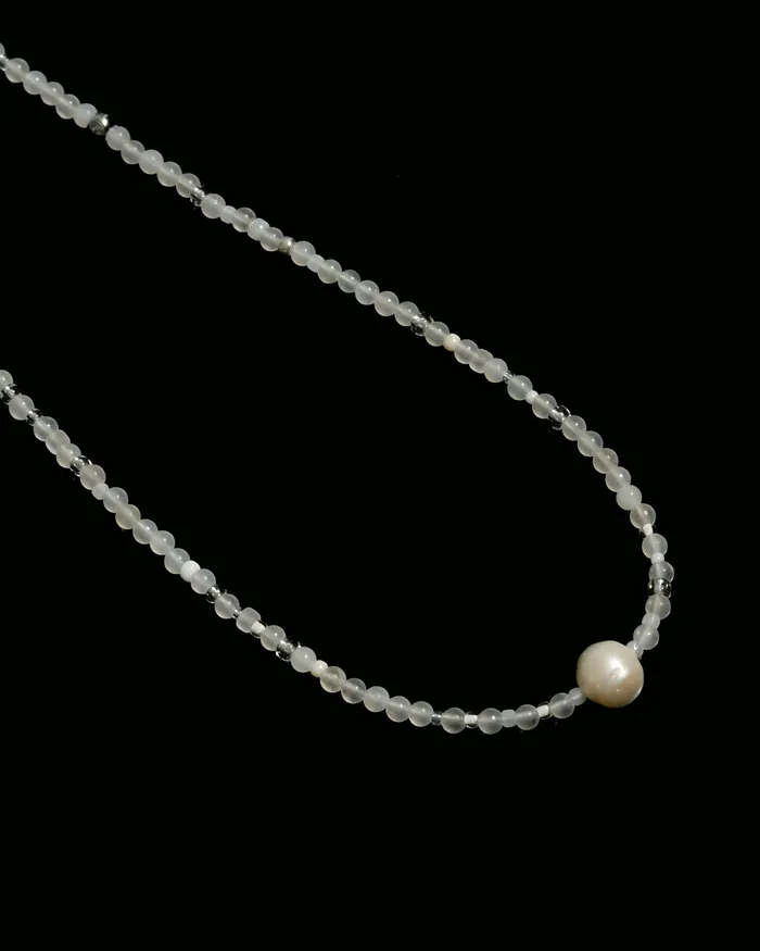 Necklaces CUN Masa White Agate Pearl Japanese Beaded Necklace