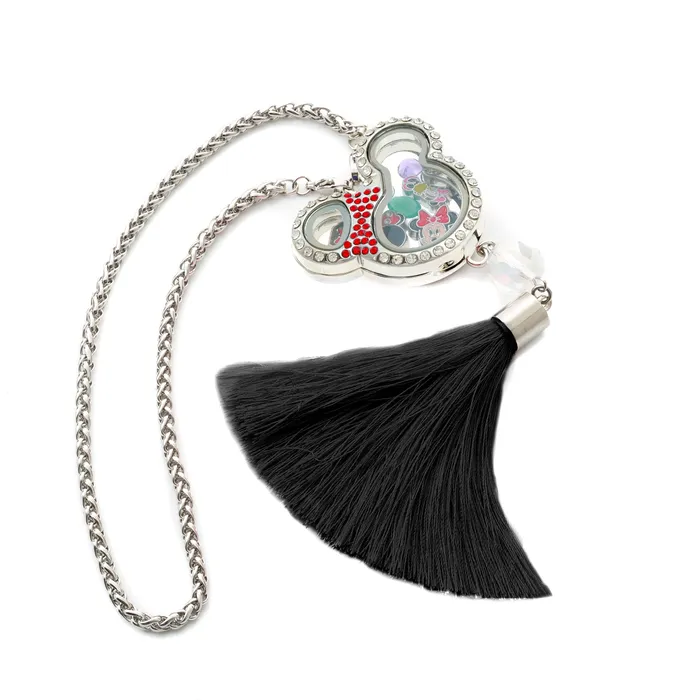 Necklaces JE0257BLACK Glass Locket Pendant Magnetic Mickey Mouse Black Car Hanging or Pendant Necklaces JE0257BLACK Glass Locket Pendant Magnetic Mickey Mouse Black Car Hanging or Pendant