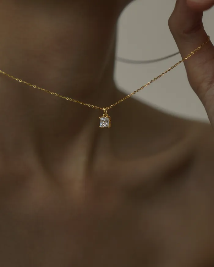Necklaces MYJN Katrya Square Diamond Pendant Necklace