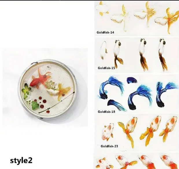 Necklaces RESIN ART HUB 5 Sheets 3D Goldfish Stickers for Resin Art