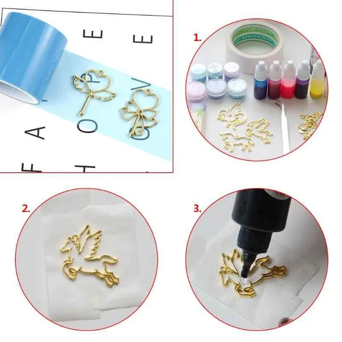 Necklaces Resin Art Hub Seamless Sticky Paper Traceless Tape For Hollow Open Bezel Setting Frame Mold Charm Pendant