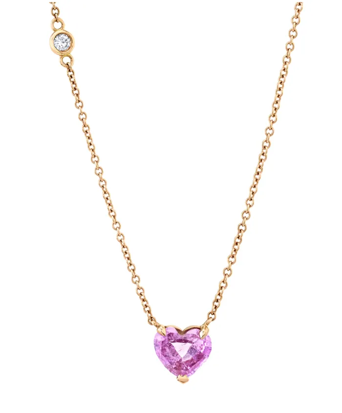 Necklaces Shay Fine Jewelry PINK SAPPHIRE SOLITAIRE HEART NECKLACE