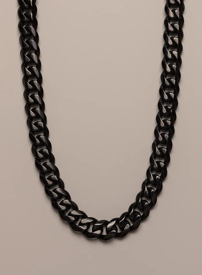 Necklaces WE ARE ALL SMITH Mens Jewelry Clothing 9mm Black Miami Cuban chain in black coated 316L Stainless Steel