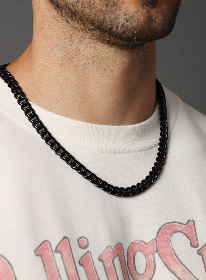 Necklaces WE ARE ALL SMITH Mens Jewelry Clothing 9mm Black Miami Cuban chain in black coated 316L Stainless Steel