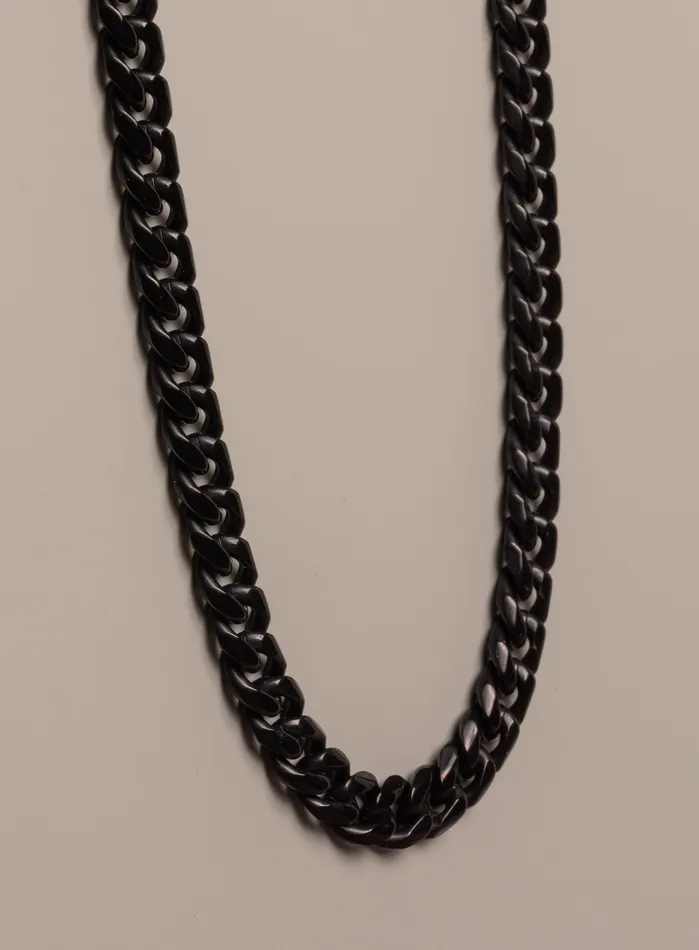 Necklaces WE ARE ALL SMITH Mens Jewelry Clothing 9mm Black Miami Cuban chain in black coated 316L Stainless Steel
