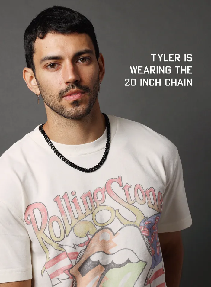 Necklaces WE ARE ALL SMITH Mens Jewelry Clothing 9mm Black Miami Cuban chain in black coated 316L Stainless Steel