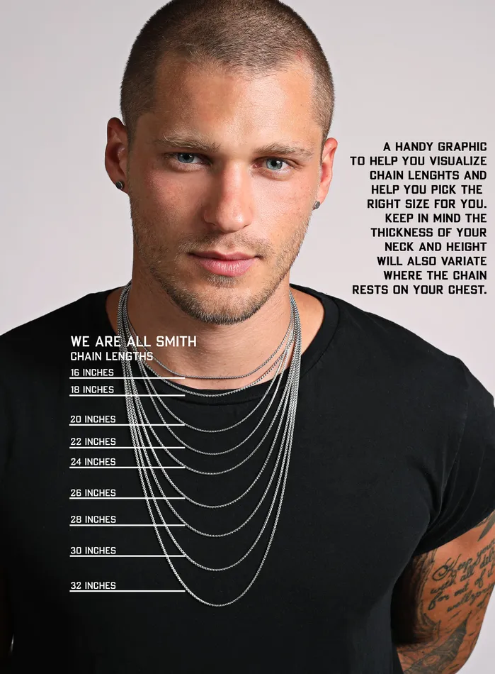Necklaces WE ARE ALL SMITH Mens Jewelry Clothing Waterproof Cuban Chain 4mm