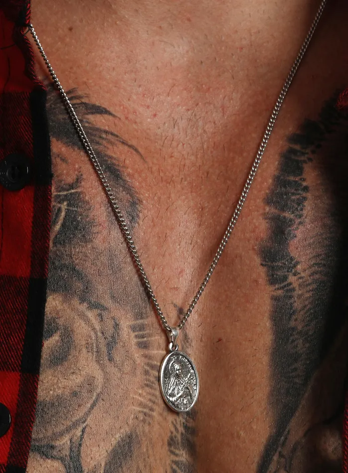 Necklaces WE ARE ALL SMITH St Therese Sterling Silver Medal Necklace for Men