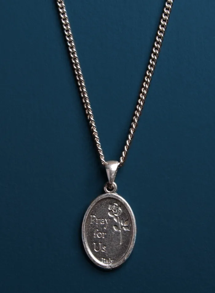 Necklaces WE ARE ALL SMITH St Therese Sterling Silver Medal Necklace for Men