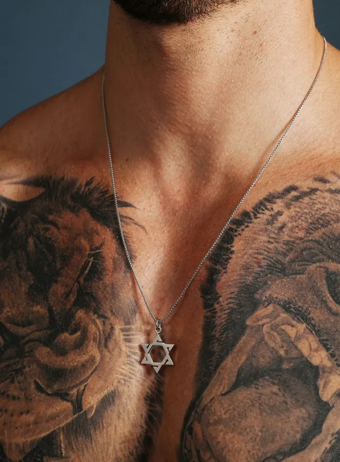 Necklaces WE ARE ALL SMITH Stainless Steel Star of David Necklace for Men Necklaces WE ARE ALL SMITH Stainless Steel Star of David Necklace for Men