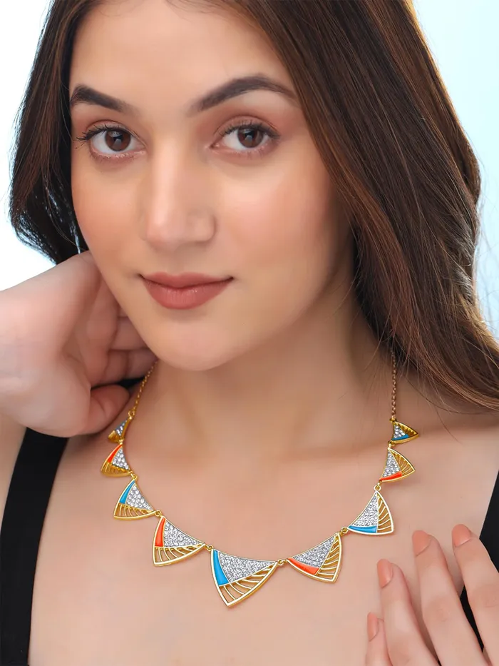 Necklaces Yellow Chimes Choker Necklace For Women Fashion Golden White Stone Necklace For Girls Glam Chains Gold Plated Neck Chain For Women Birthday Gift for Girls Anniversary Gift for Wife Yellow Chimes