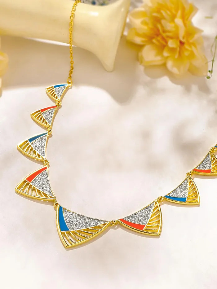 Necklaces Yellow Chimes Choker Necklace For Women Fashion Golden White Stone Necklace For Girls Glam Chains Gold Plated Neck Chain For Women Birthday Gift for Girls Anniversary Gift for Wife Yellow Chimes