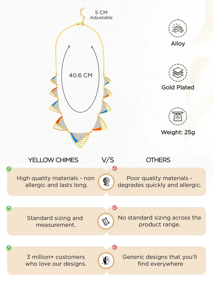 Necklaces Yellow Chimes Choker Necklace For Women Fashion Golden White Stone Necklace For Girls Glam Chains Gold Plated Neck Chain For Women Birthday Gift for Girls Anniversary Gift for Wife Yellow Chimes