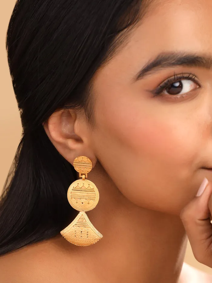 Necklaces Yellow Chimes Drop Earrings for Women Gold Plated Stylish Elegant Perfect for Gifting 7cm x 3cm