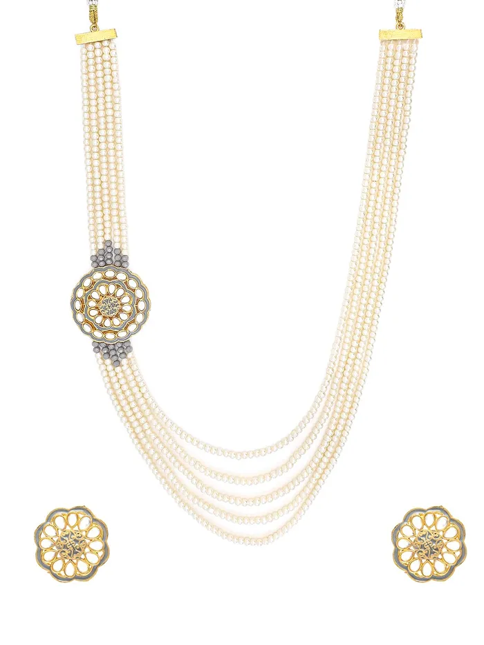 Necklaces Yellow Chimes Pearl Jewellery Set for Women White Kundan Beads Necklace Set Traditional Multilayered Long Jewellery Set for Women and Girls Yellow Chimes Necklaces Yellow Chimes Pearl Jewellery Set for Women White Kundan Beads Necklace Set Traditional Multilayered Long Jewellery Set for Women and Girls Yellow Chimes