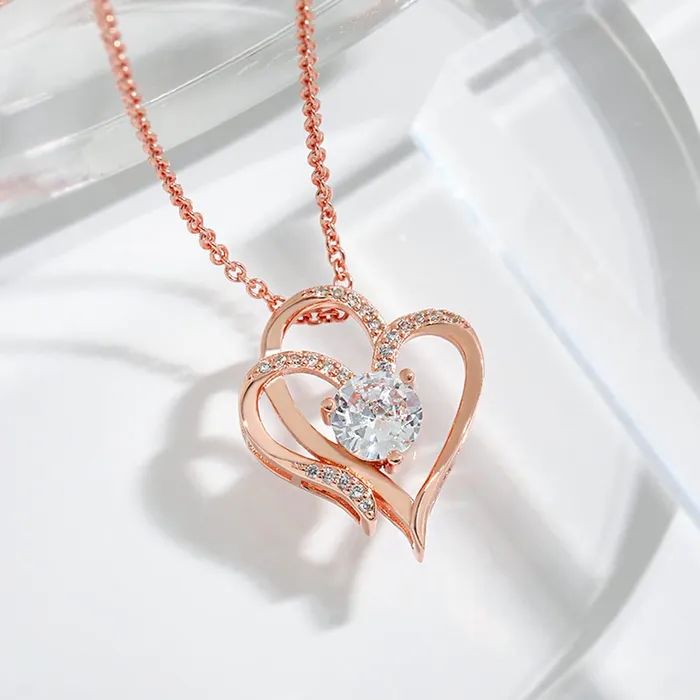 Necklaces Yellow Chimes Pendant for Women and Girls Heart Pendant for Women Valentines Special Rose Gold Plated Heart Pendant Chain Birthday Gift for girls and women Anniversary Gift for Wife Yellow Chimes