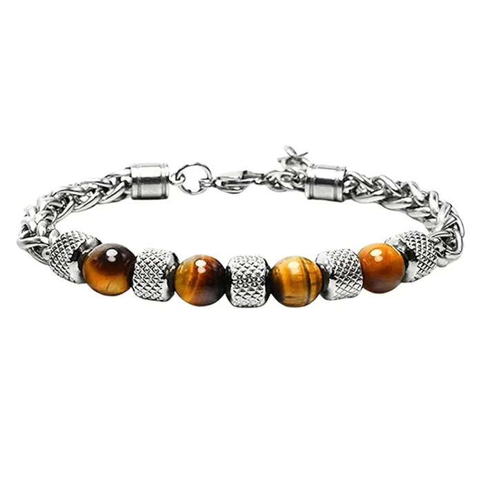 Necklaces Yellow Chimes Yellow Chimes Beads Bracelet for Men Stainless Steel High Polished with Handmade Tiger Eye stones Bracelet for men and Boys Necklaces Yellow Chimes Yellow Chimes Beads Bracelet for Men Stainless Steel High Polished with Handmade Tiger Eye stones Bracelet for men and Boys