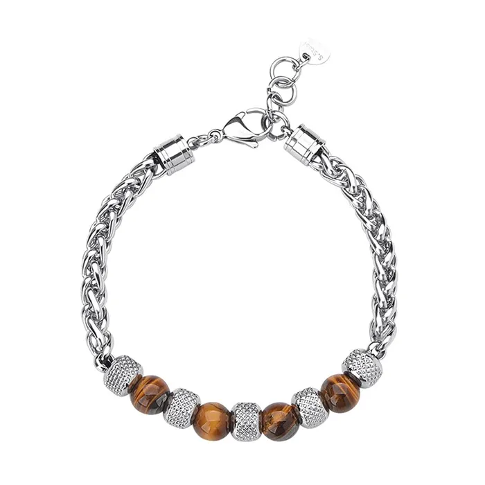 Necklaces Yellow Chimes Yellow Chimes Beads Bracelet for Men Stainless Steel High Polished with Handmade Tiger Eye stones Bracelet for men and Boys