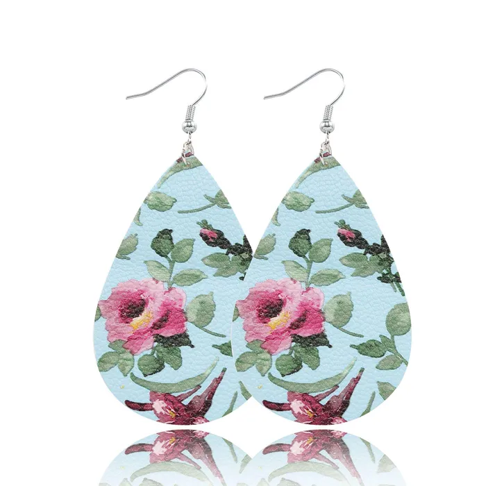 Necklaces Yellow Chimes Yellow Chimes Combo of 2 Pairs Teardrop PU Leather Creative Party Ware Bohemia Leaf Dangle Drop Earring for Women and Girls